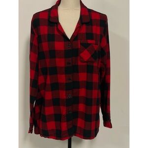 Wondershop Plaid Button Down Sleepwear Top Red & Black Size L